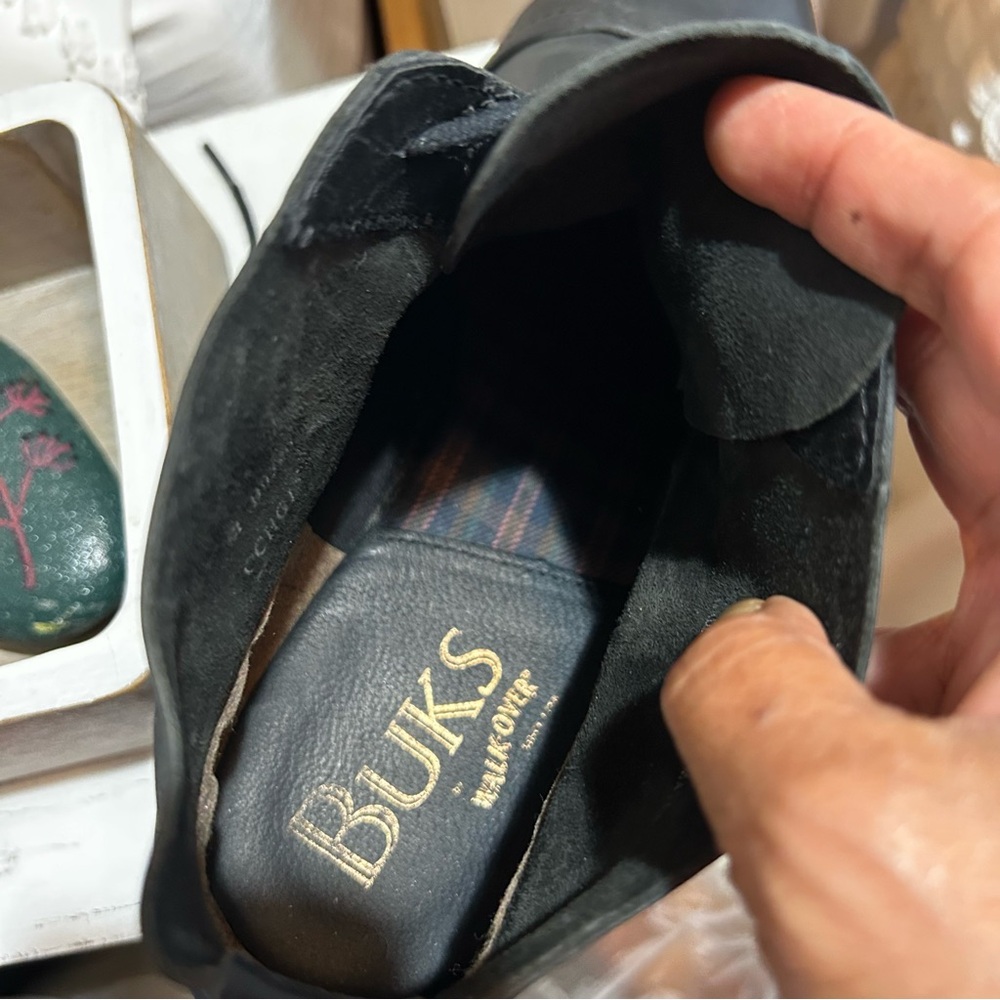 Buks by Walk-over Men’s Oiled Leather Chukka Ankle Boots Black Lace Ups Sz 10.5 - Picture 8 of 12